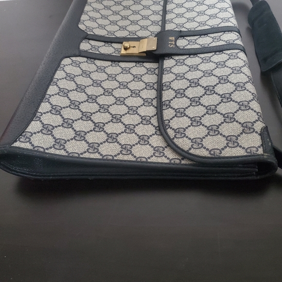 VTG Gucci Navy Monogram Canvas Attache Briefcase - Picture 5 of 14